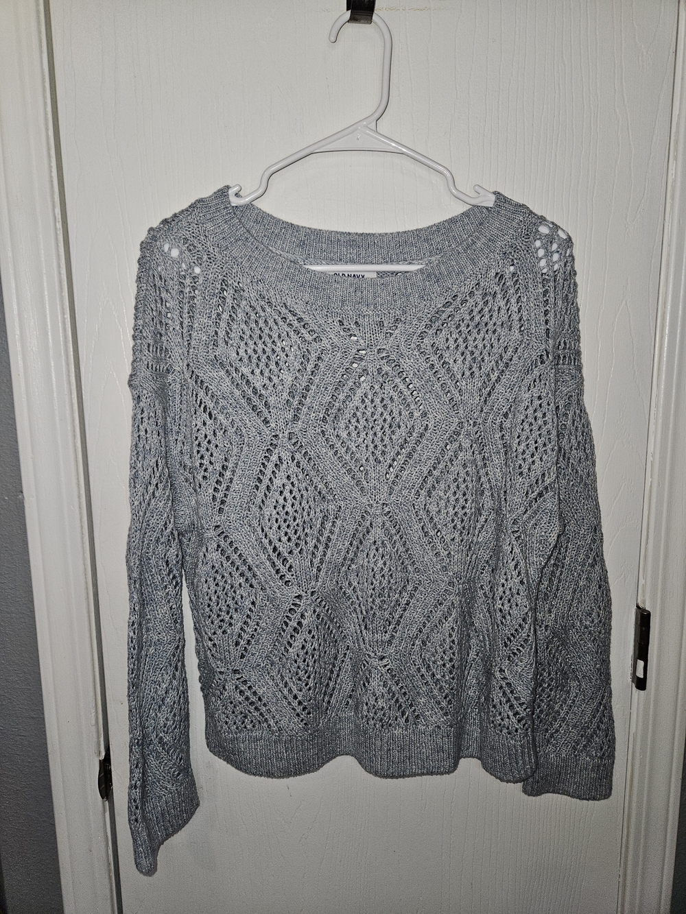Light Blue Open-Knit Women's Sweater